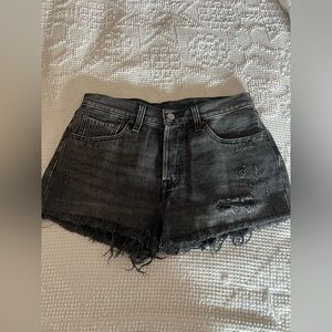Levi’s Distressed Black Denim Shorts